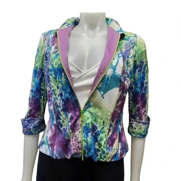 Joseph Ribkoff Water Colour Lined jacket With 3/4 Length Rolled Sleeve 6 - Picture 2 of 11